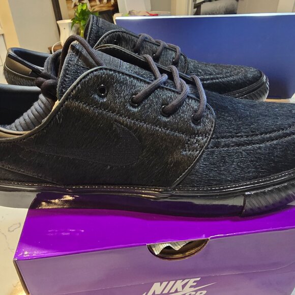 NIKE SB Zoom Janoski OG+ Skate HF3060-001 Triple Black Pony Hair 2025 MENS 10 - Picture 5 of 10